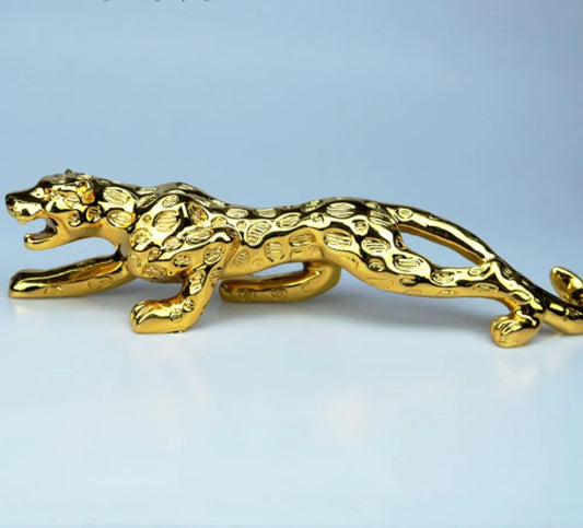 Golden Panther Sculpture Leopard-Car Dashboard Decoration